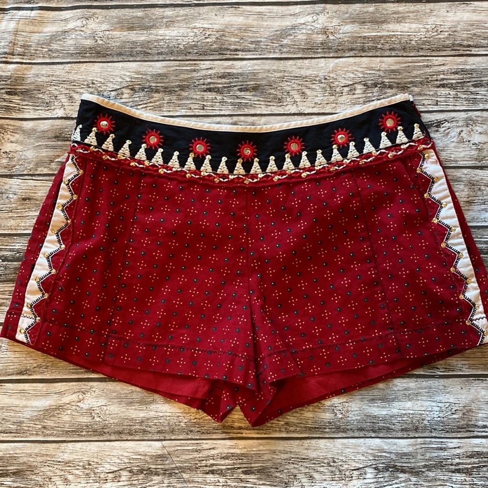 Free People Red Embellished Shorts 4